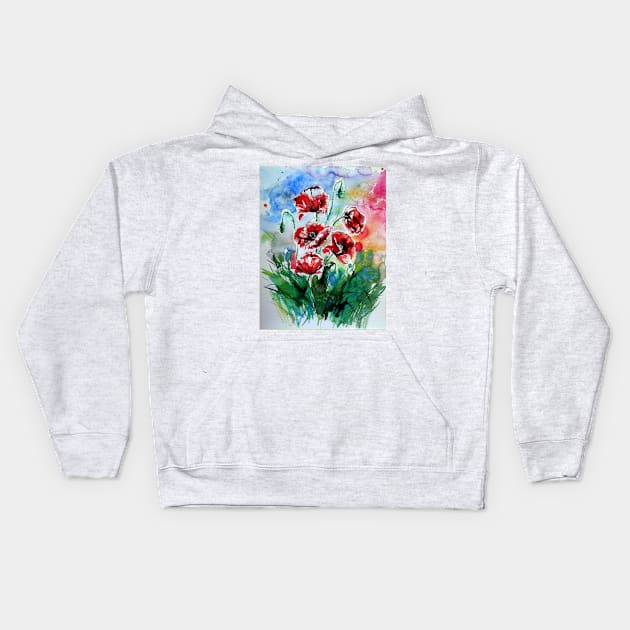 Five poppies Kids Hoodie by kovacsannabrigi